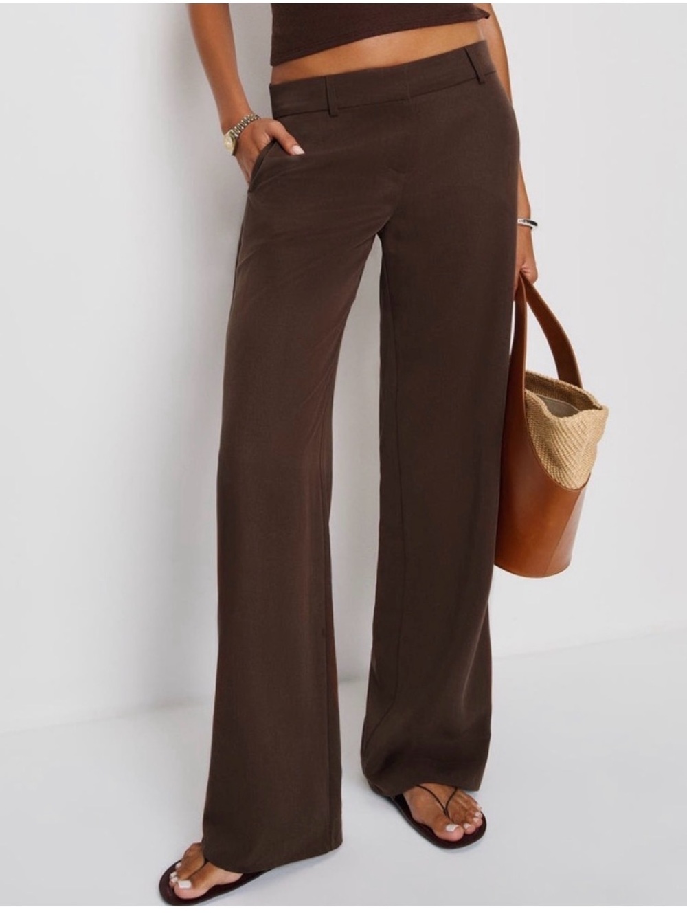 Reformation Gisele Low Rise Pants in Cafe 12